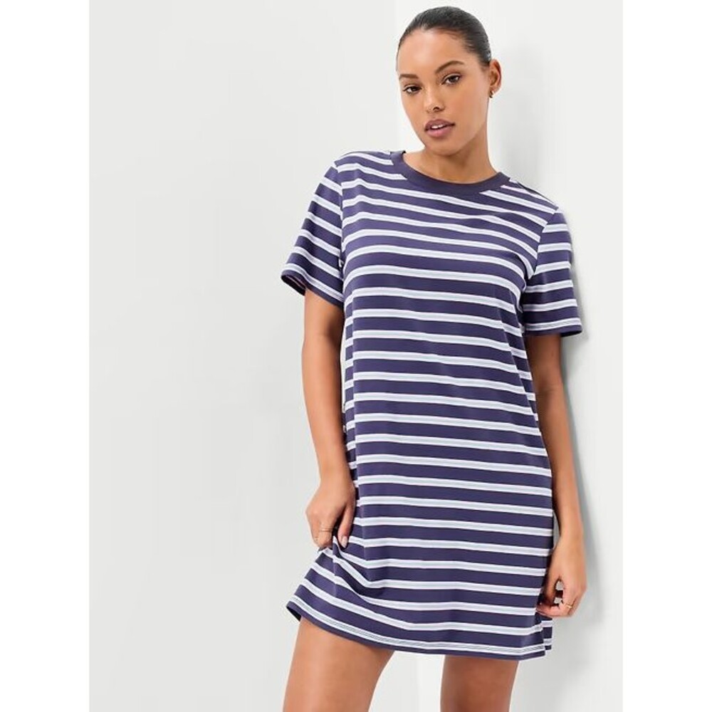 NWT Old Navy Vintage Crew-Neck Mini T-Shirt Dress 2X Plus Navy Striped